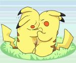  2boys closed_eyes duo kissing multiple_boys nintendo pikachu pokemon tail yaoi 