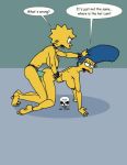 all_fours ass blue_hair breasts doggy_position femdom hair hair_pulling incest lisa_simpson marge_simpson nude strap-on the_fear the_simpsons yellow_skin