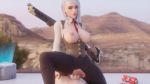  16:9_aspect_ratio animated ashe_(overwatch) bouncing_breasts breasts cowgirl_position girl_on_top gun has_audio high_resolution male_pov nipples no_bra overwatch pov rifle sfmpov straddling torn_clothes uncensored vagina vaginal video weapon webm white_hair 