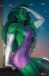  1girl 1girl alcohol anon_arts anonarts big_breasts big_thighs breasts choker clothed_female comic_book_character dress earrings female_focus female_only green_eyes green_hair green_skin high_res long_hair marvel marvel_comics mature mature_female muscular muscular_female pinup purple_clothing purple_dress she-hulk solo_female solo_focus superheroine tagme thighs thunder_thighs wine 