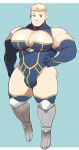 arthur_pendragon artoria_pendragon_(lancer) bara cosplay fate/grand_order fate_(series) female_to_femboy high_heels male_only moobs thick_thighs transformation