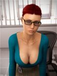 breasts chair clothes glasses sydgrl3d 