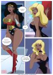  2_girls ass big_ass big_breasts black_canary breasts clothed clothed_female comic comic_book_character dc_comics dcau diana_prince dinah_lance female_focus female_only ghostlessm high_res hot_workout justice_league_unlimited long_hair mature mature_female patreon patreon_paid patreon_reward superheroine tagme wonder_woman yuri 
