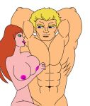 abs armpit_licking biceps big_breasts big_muscles bodybuilder canon_couple hunk licking muscle muscle_worship muscular_armpits niko_(the_adventures_of_the_galaxy_rangers) nippleless_male serratus_anterior shane_gooseman straight the_adventures_of_the_galaxy_rangers