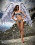  angel lingerie solo_female sydney_savage wings 