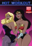  2_girls ass big_ass big_breasts black_canary breasts clothed clothed_female comic comic_book_character cover_page dc_comics dcau diana_prince dinah_lance female_focus female_only ghostlessm high_res hot_workout justice_league_unlimited long_hair mature mature_female patreon patreon_paid patreon_reward superheroine tagme wonder_woman yuri 
