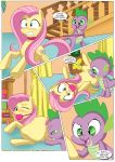  ass ball_gag bbmbbf comic equestria_untamed fluttershy fluttershy_(mlp) friendship_is_magic leash looking_back my_little_pony palcomix pinky&#039;s_porntastic_party pussy spike spike_(mlp) 