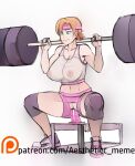  1girl 1girl aestheticc-meme areola big_breasts bra breasts clothing dildo dildo_sitting emerald_eyes headband high_resolution huge_breasts nora_valkyrie orange_hair patreon patreon_username rwby see-through see-through_bra sex_toy short_hair simple_background sketch sports_bra transparent_clothes underwear web_address weightlifting weights white_background workout 