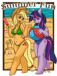  2girls anthro applejack beach friendship_is_magic my_little_pony summer_fun twilight_sparkle 