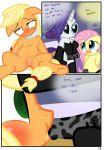  applejack comic fluttershy friendship_is_magic my_little_pony pyruvate rarity_(mlp) strap-on the_usual 