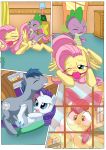  apple_bloom apple_bloom_(mlp) ball_gag bbmbbf comic equestria_untamed fluttershy fluttershy_(mlp) friendship_is_magic my_little_pony palcomix penis pinky&#039;s_porntastic_party rarity rarity_(mlp) spike spike_(mlp) vaginal window 