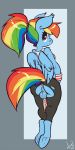  1girl anthro ass atryl friendship_is_magic horsecock looking_back my_little_pony newhalf penis rainbow_dash testicles yoga_pants 