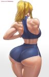  1girl 2022 absurd_res artist_signature ass ass_focus ass_shot back back_view backboob big_ass blonde_hair booty_shorts breasts bubble_butt clothed_female dolphin_shorts female_focus female_only fit fit_female high_res hips huge_ass huge_breasts long_hair long_ponytail mature mature_female metroid nintendo patreon patreon_paid patreon_reward ponytail samus_aran sexy sexy_ass sexy_body short_shorts shorts simple_background slim_waist solo_female solo_focus sports_bra sportswear superbusty tagme thick_thighs thighs toned_back toned_female video_game_character video_game_franchise wide_hips 
