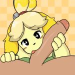  1boy 1girl animal_crossing animal_crossing_new_leaf animal_ears animated anthro bell blonde_hair blush canid canine canine_humanoid dog dog_ears doubutsu_no_mori fellatio foreskin furry gif hair_bell hair_ornament hair_tie handjob huge_penis isabelle_(animal_crossing) jingle_bell large_penis licking licking_penis loop mammal nintendo oral oral_sex penis ponytail pov secretary shih_tzu shizue_(doubutsu_no_mori) shogu_(shoguchime) solo_focus textless thick_ass thick_legs thick_thighs topknot uncut yellow_fur 