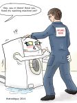  1guy 2014 appliance ass_grab blush boiler_suit caught cum facial fellatio female glasses handjob hetero human inanimate male mechaphilia oral overalls penis personification thatoddguy washing_machine wet what 