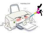  2014 appliance blush closed_eyes color cum ejaculation inanimate ink male male_only masturbation penis personification printer solo testicles thatoddguy what 