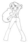  1girl ass breasts disney earrings gravity_falls hairband long_hair looking_back mabel_pines monochrome nipples pussy smile solo 