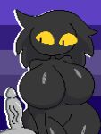  1boy 1girl anon anonymous big_breasts black_skin fnaf penis pixel_art shadow_female_jeff shadow_jeff thick thick_thighs thighs yellow_eyes 