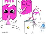  2014 aqua_teen_hunger_force blur blush cheating crossover fellatio food mascot master_shake milk milk_carton milkshake_(food) milky no_humans oral straw thatoddguy 
