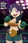  1girl big_breasts black_eye boxing boxing_gloves disney disney_channel disney_xd female_only great_dude microphone muscular_female pointy_ears ponytails straight_hair tagme text the_owl_house thick_thighs wide_hips willow_park wrestling_ring 