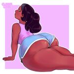 1girl ass big_ass big_breasts black_hair booty_shorts bottom_heavy cuddlecore dark-skinned_female dark_skin fat_ass female_only huge_ass indian_female large_ass looking_at_viewer looking_back milf patreon patreon_url patreon_username priyanka_maheswaran shorts solo_female solo_focus steven_universe stretching text text_bubble thick_ass thick_thighs thighs twitter_link wings yoga yoga_pants