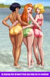  3_girls alex_(totally_spies) ass beach big_breasts black_hair blonde_hair blue_eyes brown_eyes bubble_butt clover_(totally_spies) green_eyes latina long_hair looking_at_viewer looking_back marathon medium_hair older older_female one-piece_swimsuit orange_hair rear_view sam_(totally_spies) seaside short_hair swimsuit thick_thighs totally_spies voluptuous xkorner young_adult young_adult_female young_adult_woman 