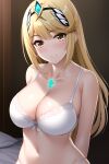 1girl alluring big_breasts blonde_hair bra breasts cleavage core_crystal dumi female_only mythra nintendo panties underwear xenoblade_(series) xenoblade_chronicles_2 yellow_eyes