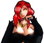  animated big_breasts breasts cleavage gif hair_over_one_eye innocent_unjust large_breasts lowres pixel_art red_hair xpisigma yellow_eyes 