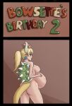 1female 1girl 1girls abstract_background asking_for_it belly_stuffing big_breasts birthday blonde_hair blue_eyes bowsette breasts bubble_butt completely_naked_female completely_nude_female crown dragon_tail earrings english_dialogue english_text female_focus female_only horns huge_breasts koopa_shell light-skinned_female long_hair mario_(series) naked_female new_super_mario_bros._u_deluxe nintendo nipples nude nude nude_female saf-404 safartwoks safartworks side_view solo_female tail title