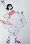 1girl belly_piercing big_ass big_belly bra fat_ass high_heel_sandals high_heels milf muffet obese plump stretching stretching_arms swimsuit thick_thighs undertale video_game_character