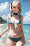  1girl ai_generated beach blonde_hair blue_eyes cupcakeattack dead_or_alive female_only looking_at_viewer marie_rose slim_waist small_breasts swimsuit twin_tails wide_hips 