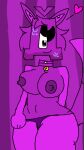 1girl abbygale_purple_eevee_kit alphabet_(mike_salcedo) anthro bell bell_collar breasts choker collar destiny_rockstar_101 female furry furry_female hair harrymations heart hi_res hot looking_at_viewer nipples oc oc_character purple_background purple_body purple_hair purple_panties pussy ralr russian_alphabet_lore sexy tagme uwu