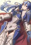  1girl 1girl absurd_res alluring armor black_leotard blue_eyes blue_gloves blue_hair breastplate cape closed_mouth fire_emblem fire_emblem_awakening fire_emblem_heroes flower gloves hair_between_eyes high_res leg_armor leotard long_hair looking_at_viewer lucina lucina_(fate&#039;s_resolve)_(fire_emblem) lucina_(fire_emblem) nintendo official_alternate_costume shoulder_armor smile symbol_in_eye to_(tototo_tk) 