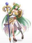  1girl 1girl absurd_res absurdly_long_hair alluring big_breasts full_body gonzarez green_hair high_res kid_icarus kid_icarus_uprising long_hair nintendo palutena simple_background very_long_hair white_background 