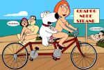 beach bicycle blushing bonnie_swanson brian_griffin chris_griffin dialogue family_guy german_text glenn_quagmire lois_griffin meg_griffin nude_female puffy_pussy uso_(artist)
