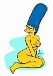  ass blue_hair breasts erect_nipples marge_simpson nude the_simpsons thighs yellow_skin 