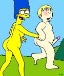  age_difference chris_griffin crossover erect_nipples fat_man imminent_sex marge_simpson the_simpsons uso_(artist) yellow_skin 