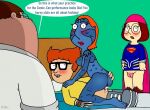 age_difference blushing cosplay cosplayer dialogue family_guy lois_griffin meg_griffin mystique_(cosplay) neil_goldman peter_griffin puffy_pussy red_anus supergirl_(cosplay) superman_(series) uso_(artist) wolverine_(cosplay) x-men