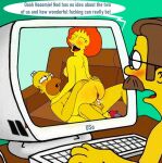  blushing cheating_husband cheating_wife cum_inside dialogue homer_simpson maude_flanders ned_flanders puffy_pussy red_anus the_simpsons uso_(artist) yellow_eyes 