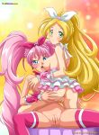 2girls blonde_hair blue_hair character_request green_hair multiple_girls palcomix pink_hair precure pretty_cure series_request smile tagme yuri yuri_haven