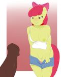  1boy 1girl apple_bloom breasts dressing furry imminent_sex my_little_pony my_little_pony:_friendship_is_magic nipples penis pussy_juice 