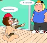 blushing breasts chris_griffin dialogue erection evil_monkey family_guy meg_griffin nude_female nude_male puffy_pussy red_anus uso_(artist)