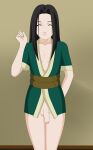  androgynous black_hair bottomless femboy girly grin haku_(naruto) open_clothes penis small_penis solo solo_male 