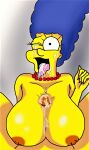  cum_in_mouth cum_on_breasts erect_nipples erect_penis huge_breasts marge_simpson paizuri the_simpsons tongue_out 
