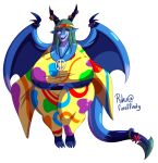  anthro claws dragon_girl fangs gigantic_ass gigantic_breasts green_hair horns hourglass_figure purple_eyes riku tail 