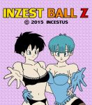  2015 2girls aqua_hair arms bare_shoulders big_breasts black_bra black_hair blue_eyes blue_gloves bra breasts bulma_briefs cleavage collarbone corsage dragon_ball dragon_ball_z female gloves hug hugging incestus inzest_ball_z large_breasts lavender_background lingerie looking_at_viewer midriff multiple_girls navel outstretched_arm outstretched_hand purple_background short_hair smile stockings strapless videl 