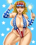  1girl 4th_of_july american_flag_bikini big_breasts bikini breasts cleavage dipdoodle solo 