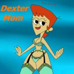  bra dexter&#039;s_laboratory dexter&#039;s_mom garter_belt smile stockings thighs thong 