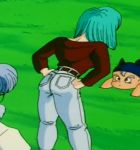  anime ass bent_over blue_hair bulma_briefs dragon_ball dragon_ball_z jeans mr._briefs short_hair trunks_briefs 