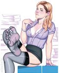  cleavage female_only foot_focus office pam_beesly pantyhose scott_blair the_office 